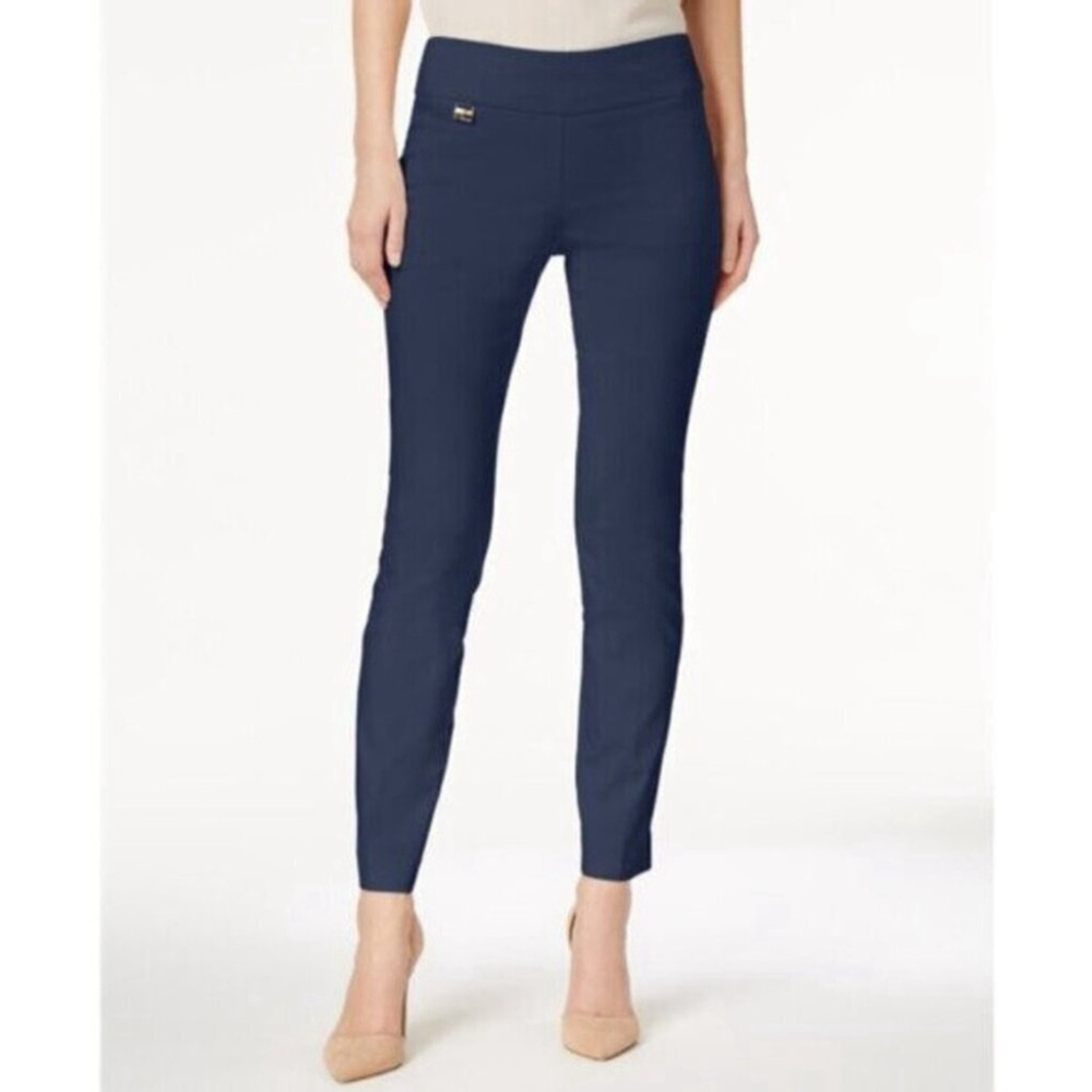 Alfani 8 Petite Short Navy Blue Tummy-Control Pull-On Skinny Dress Pants NWT